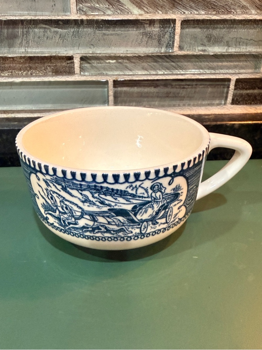 Vintage Royal China Currier & Ives Blue Mug